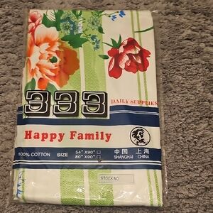 Floral Cotton Fabric with Green Stripes